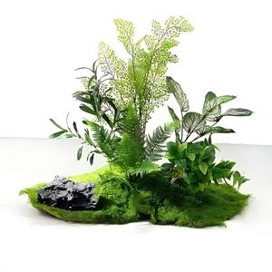 Base de mousse réaliste avec feuillage de fougère, cluster paysager pré-fabriqué, verdure sauvage pour décor d'intérieur commercial (centre commercial, café, allée) - Product Image 1