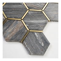 Dosseret en métal de forme hexagonale cuisine pierre mosaïques mur et sol carreaux de mosaïque décoratifs carreaux de mosaïque en gros