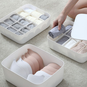 Plastic Bra Pantyhose Sock Storage Box 15 Or 10 Compartments With Partitions Drawer Organizers White And Pink Rectangular - Product Image 2