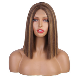 Pelucas Sintéticas con Frente de Encaje Pequeño, Cabello Lacio Rubio, Estilo Bob <span class=keywords><strong>Corto</strong></span>, Pelucas de Encaje sin Pegamento - Product Image 1