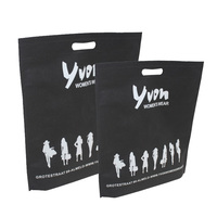 Sac à provisions non tissé noir à ultrasons recyclé écologique imprimé promotionnel bon marché sac fourre-tout sac réutilisable d'épicerie