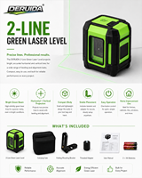 DERUIDA Niveau laser vert 2 lignes autonivelant, outil de mesure horizontal et vertical pour la construction et le carrelage