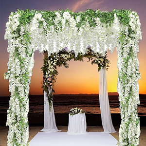 DAMAI Ghirlanda di Fiori Artificiali di Glicine in Plastica e Seta, 5 Pezzi, 36 Piedi, Bianca, Extra Grande, per Matrimoni, <span class=keywords><strong>Casa</strong></span>, Giardino, <span class=keywords><strong>Arco</strong></span> Esterno - Product Image 2