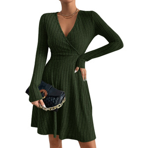 1284 Sexy abito con scollo a V manica lunga gonna stretta abiti da <span class=keywords><strong>donna</strong></span> slim <span class=keywords><strong>abbigliamento</strong></span> <span class=keywords><strong>casual</strong></span> <span class=keywords><strong>donna</strong></span> smart uomo personalizzato - Product Image 3