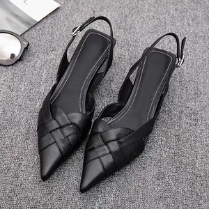 PU leather fashionable bag-head sandals for women, low <b>heel</b>, <b>3</b> cm, pointed toe, medium <b>heel</b>, summer 2026 new style - Product Image 1