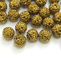 Perles en argile dorée de 4 mm à 12 mm avec strass dorés, perles en verre disco pour la fabrication de bijoux DIY