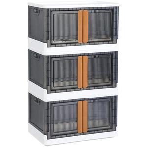 Bacs de rangement pliables robustes en plastique avec couvercle et porte, 8,4/19 gal, pour chambre d'étudiant, empilables, organisateur de coffre de voiture - Product Image 1