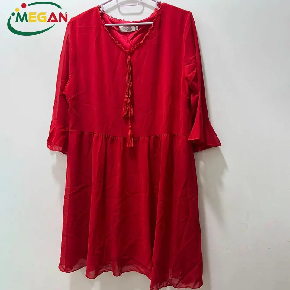 Megan Second Hand Female Clothes Bales Clothings Summer Red Maxi Used Dresses For Women