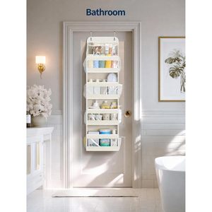Organisateur suspendu à 5 niveaux pour porte, blanc crème, avec fenêtres transparentes pour couches et articles essentiels pour bébé - Product Image 5