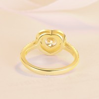 Bijoux romantiques plaqués or, en forme de cœur, argent sterling S925, coupe ronde, certificat GRA, bague en moissanite 1 carat VVS1 pour femmes