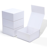 Boîte cadeau pliable magnétique en papier rigide blanc recyclable avec impression personnalisée de luxe, fermeture magnétique, avec logo
