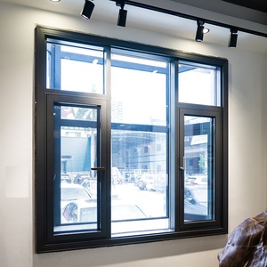 Aluminum#110 <b>Grey</b> 1.4mm Hidden Drainagev Stainless Steel Screen 6mm+20A+6mm Thermal Break Double Tempered Glass Casement Window - Product Image 1