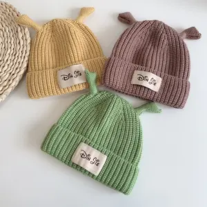 बच्चों शरद ऋतु और सर्दियों टोपी मजेदार Ruffian Tentacles बुना हुआ टोपी के साथ ग्रीन कार्टून बच्चे सिर की टोपी