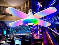 Lampe intelligente led multicouleurs en forme d'éventail, pliable, 4 feuilles, avec contrôle intelligent e27, rgb, sans fil, variateur, musique