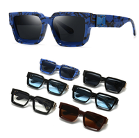 Lunettes de soleil rétro 2025 à petite monture carrée, motif marbré, UV400, unisexe, style streetwear, hip-hop, pour fêtes et usage quotidien