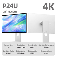 Moniteur de jeu pour ordinateur Kuycon P24U 3840*2160 HD, moniteur de bureau PC, 24 pouces, 60 Hz, écran LCD IPS 4K