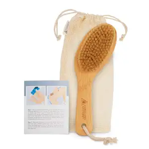 Private Label Dry Brush Natural Bamboo Paddle Sustainable Bamboo Body Scrub Brush for Skin Care