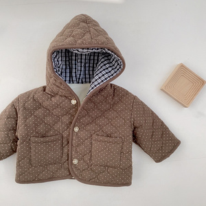 Manteau d'hiver pour bébé 2022 nouveau manteau coréen en coton rembourré à pois pour garçon de 0 à 3 ans veste chaude en coton pour fille - Product Image 6