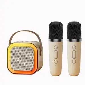 Mini Portable Bluetooth Speaker K12 Karaoke Audio Sound Box Speaker With Wireless Microphone LED Light Player System