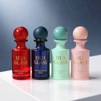 Flacon de parfum personnalisé en verre avec bouchon boule rouge 30ml 50ml 100ml, flacon de parfum vide avec bouchon boule, logo personnalisé, boîte cadeau
