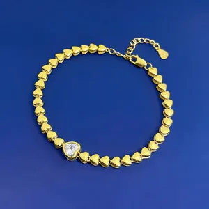Conjunto de pulsera de corazón con diseño de personalidad chapado en oro plateado para mujer