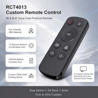 Télécommande vocale IR BT personnalisée OEM ODM RCT4013 à 13 touches avec clavier en silicone, double protocole CR2025 pour home cinéma