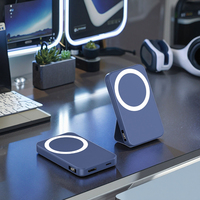 Support pliable, banques d'alimentation sans fil magnétiques 5000 mAh, LED numérique, surface premium avec revêtement UV, utilisable pour la maison/l'école/le bureau