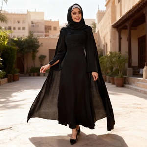 ชุดอาบายะผ้าคุณภาพสูง ดีไซน์ใหม่ ทันสมัย เรียบง่าย สบายตา สวยงาม ตัดต่อสีพื้น สำหรับสตรีชาวมุสลิม ใส่ได้ทุกวัน - Product Image 4