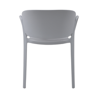 Chaise de salle à manger d'extérieur en polypropylène gris clair empilable moderne et bon marché avec accoudoirs