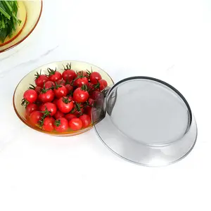 Plato de fruta de vidrio de borosilicato de alto color resistente al calor, vajilla de vidrio de lujo para alimentos marrones, plato resistente a microondas