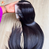 Perruque Lace Front HD en Cheveux Humains Longs, Sans Colle, en Cheveux Vierges Remy Vietnamiens Alignés, pour Femmes Noires