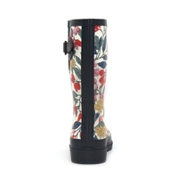 Bottes de pluie en caoutchouc naturel pour femmes, impression personnalisée, support OEM ODM, imperméables, mi-mollet, motif floral, fabricant en gros