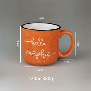 แก้วกาแฟเซรามิกแบบคลาสสิค ขนาด 420 มล. 15 ออนซ์ ลายจุดสไตล์วินเทจ สำหรับแคมป์ปิ้ง สโตนแวร์ สลักลายได้ตามต้องการ ของขวัญ - Product Image 2