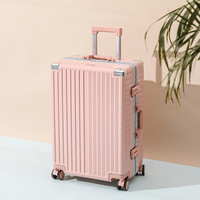 Valise à roulettes unisexe en aluminium avec cadre en aluminium, valise à roulettes en PVC, valise de cabine 20 pouces, sac de voyage imperméable avec fonctions antivol
