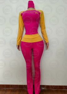 Ensemble Décontracté Skinny 2 Pièces Femme Automne 2025 avec Haut Manches Longues, Pantalon Évasé Taille Pliée et Bandeau, Personnalisable avec Logo - Product Image 3