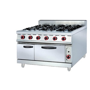 Cuisinière à gaz autonome à <span class=keywords><strong>six</strong></span> brûleurs haute efficacité avec four et grill, équipement de restauration rapide pour la friture de viande - Product Image 1