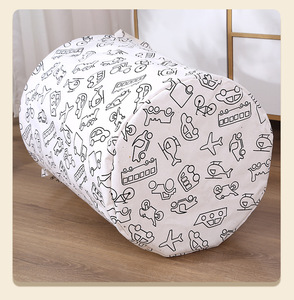 Panier à linge pliable en tissu coton et lin, design tambour épaissi, pour le rangement des vêtements et des jouets, idéal pour dortoir, chambre et usage domestique - Product Image 5