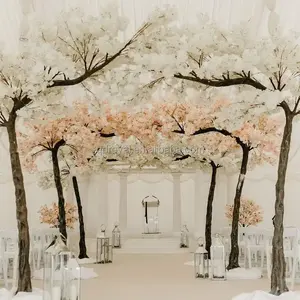 Produsen Tiongkok dekorasi restoran pernikahan 350 Cm pohon bunga putih plastik besar pohon buatan bunga sakura
