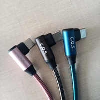Câble de données en alliage d'aluminium TPE 3.0 à charge rapide, type C à angle droit 90 degrés, avec gaine en cuivre pur tressé 30/28/26 AWG pour imprimante et ordinateur