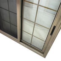 Ventana Corredera de Aluminio de Doble Vidrio Impermeable de Alta Calidad con Diseño de Rejilla y Mosquitera