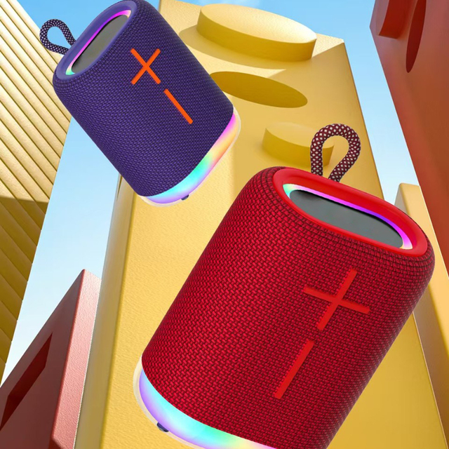 Hanging Portable Speaker Fabric Outer 5W RGB Glow Light Loud Bass Camping Beach Party Mini Wireless Speaker