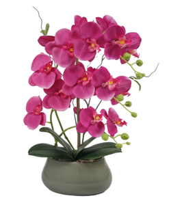 <span class=keywords><strong>N</strong></span>-58 Orchidee Artificiali di Lusso Bianche e Rosa con Fiori in Lattice Realistici e Vaso in Ceramica, Pianta di Orchidea Artificiale in Vaso in Vendita - Product Image 2