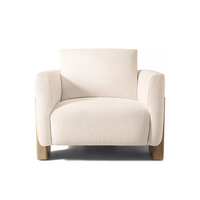 Canapé minimaliste pour salon, fauteuil individuel pour la maison avec pieds en chêne massif, chaise de villa, coussin moelleux et confortable