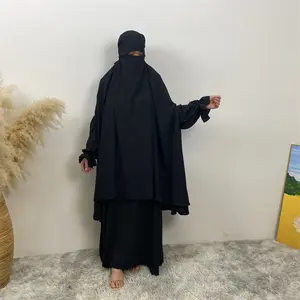 Ropa islámica nuevo modelo khimar abaya Dubai 2024 vestido modesto mujer dama elegante vestido de oración teñido liso jilbab 2 piezas