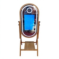 Boîtier en bois pour miroir photo de 40 pouces avec logiciel DSLRBooth, écran tactile LCD de 21,5 pouces, Windows 11, processeur i5, et valise de transport.