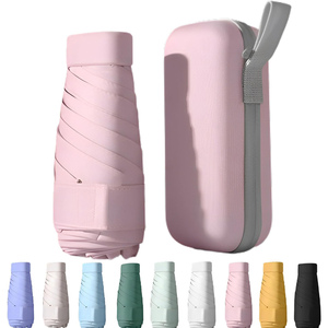 Custom Logo Printing Cute Manual <b>Windproof</b> Polyester Pongee Travel UV Mini Pocket <b>Umbrellas</b> with Five-Folding Design - Product Image 1