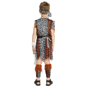 Halloween Carnaval Enfants Imprimé Léopard Savage Jumpsuit Garçons Cosplay Savage Native Costume - Product Image 2