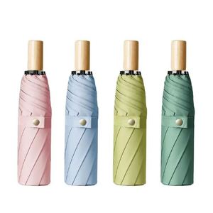 Paraguas Plegable Automático de Tres Pliegues y 8 Paneles con Mango de Madera, Personalizado para Regalos Empresariales y Publicidad, Protección Solar y Contra la Lluvia - Product Image 2