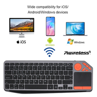 Teclado de computadora sensible a la pantalla táctil, Mini teclado ruso inalámbrico con trackpad RGB, teclados inalámbricos inteligentes retroiluminados