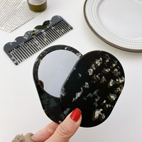 SAIYII Ensemble peigne et miroir rétro personnalisé avec logo, en acétate épaissi, miroir double face